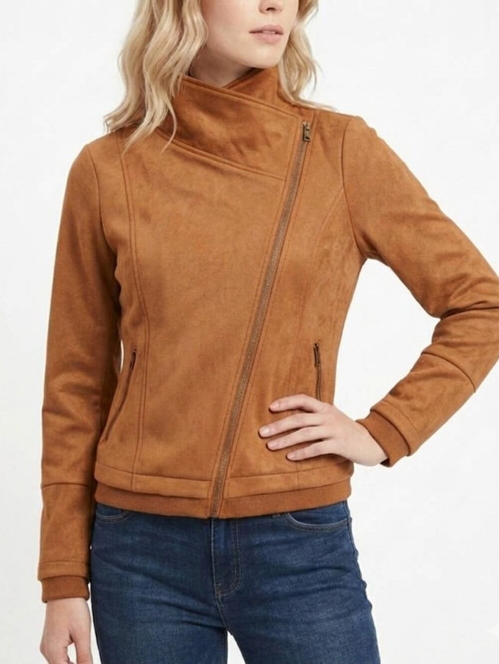 DANCE & MARVEL Faux Leather/Suede Asymetrical Zipped Jacket